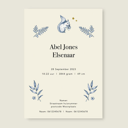 Geboortekaartje Oh Deer Blue - Story of July