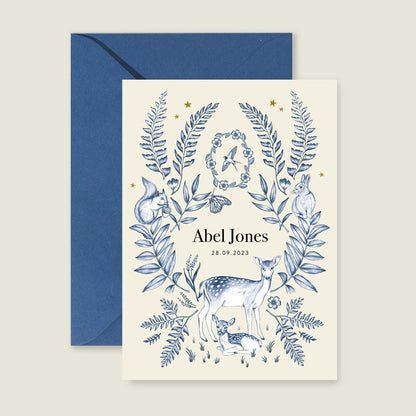 Geboortekaartje Oh Deer Blue - Story of July