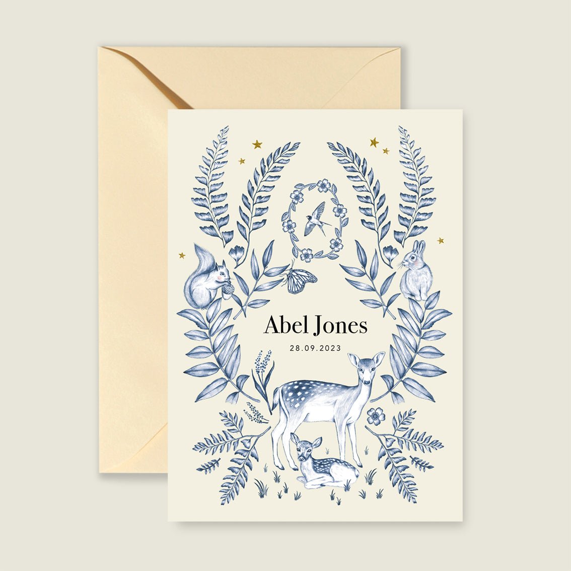 Geboortekaartje Oh Deer Blue - Story of July