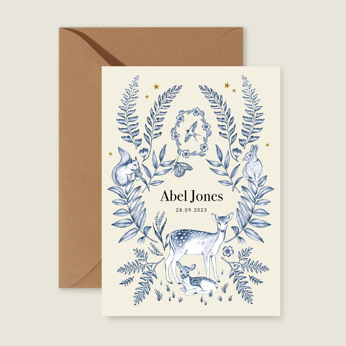 Geboortekaartje Oh Deer Blue - Story of July