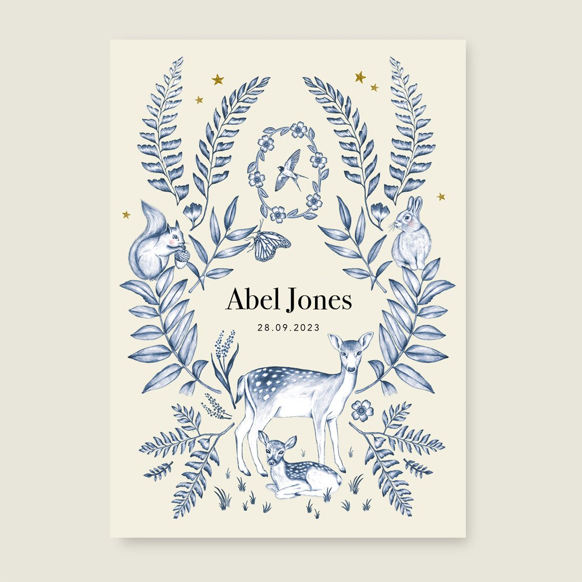 Geboortekaartje Oh Deer Blue - Story of July