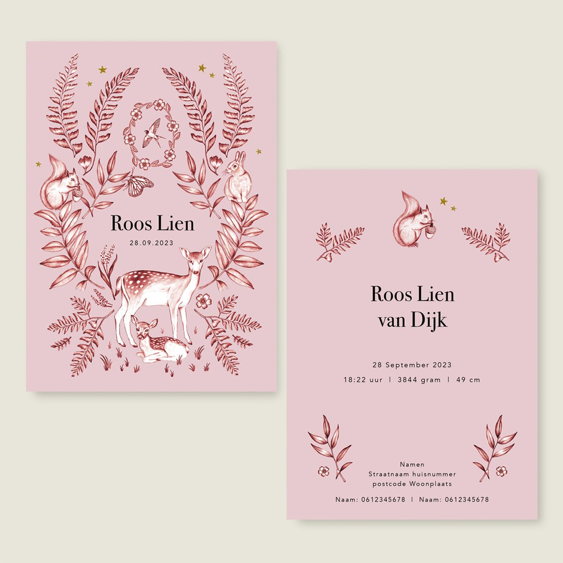 Geboortekaartje Oh Deer Pink - Story of July