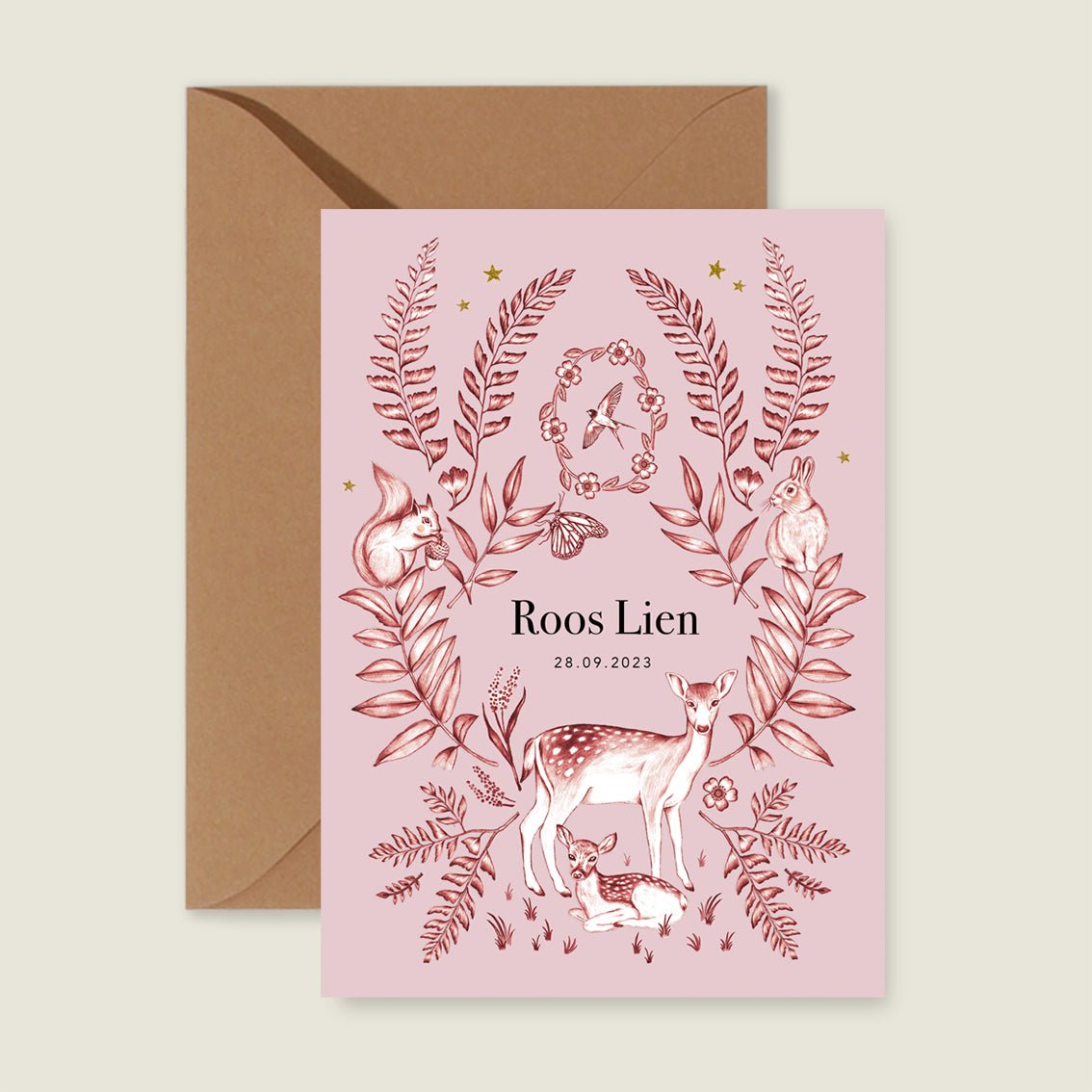 Geboortekaartje Oh Deer Pink - Story of July