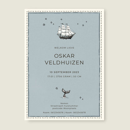 Geboortekaartje Sailorboy - Story of July