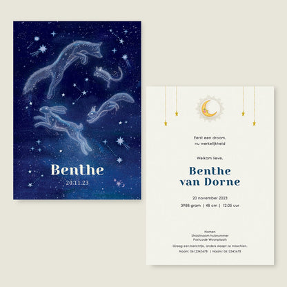 Geboortekaartje Star Animals - Story of July
