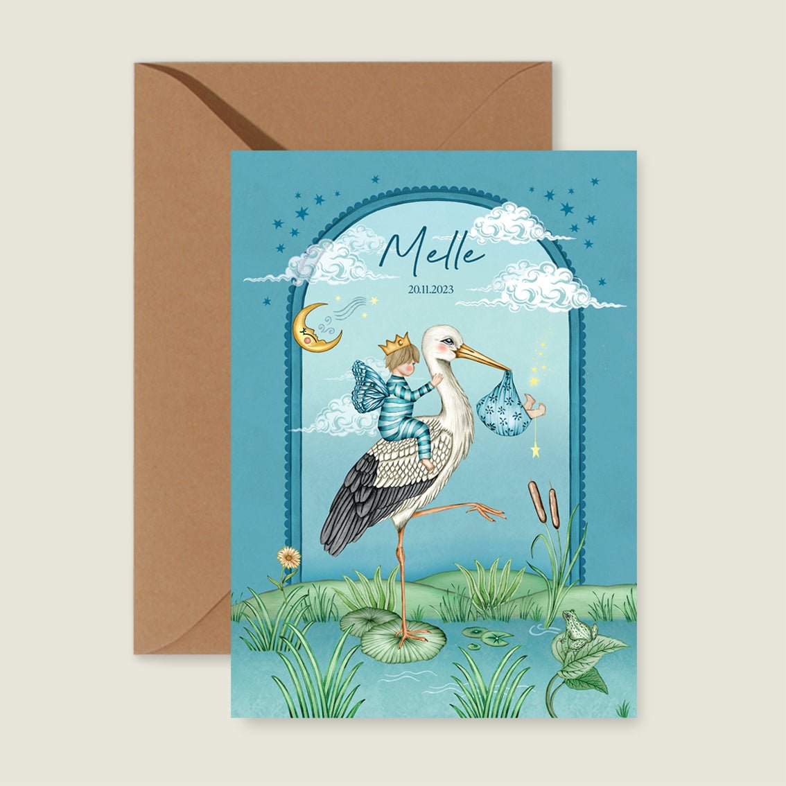 Geboortekaartje Stork And Baby Brother Blue - Story of July