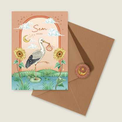 Geboortekaartje Stork And Baby Terra - Story of July