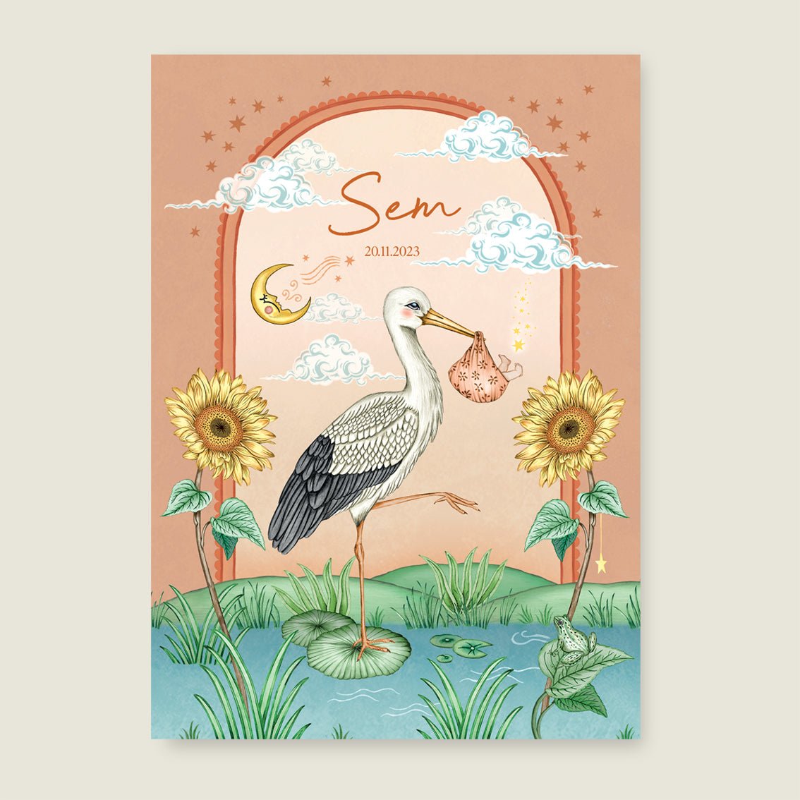 Geboortekaartje Stork And Baby Terra - Story of July