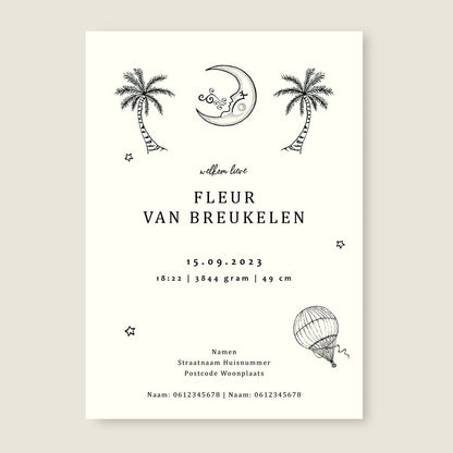 Geboortekaartje Sun And Moon Pink - Story of July