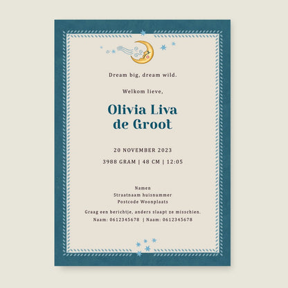 Geboortekaartje Sunflowers Blue - Story of July