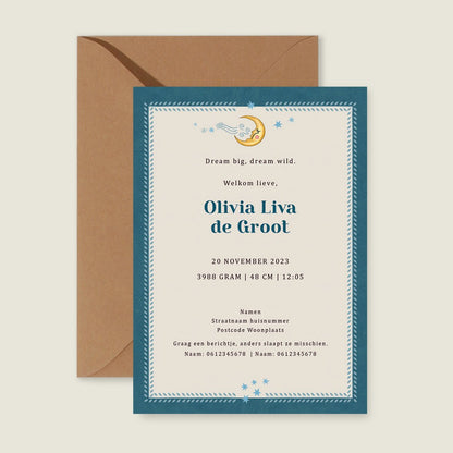 Geboortekaartje Sunflowers Blue - Story of July