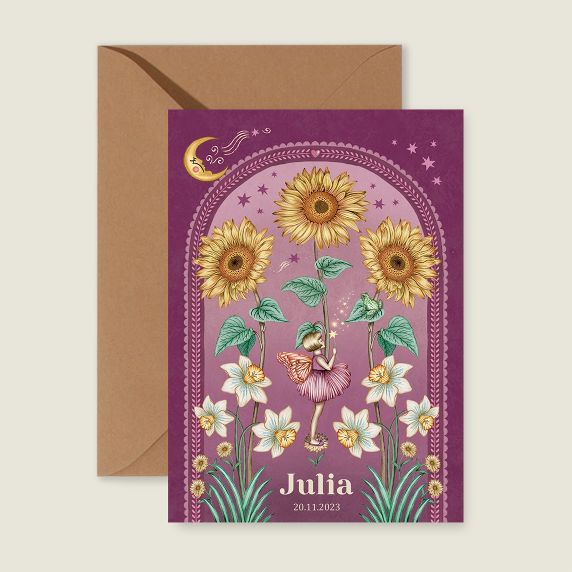 Geboortekaartje Sunflowers Purple - Story of July