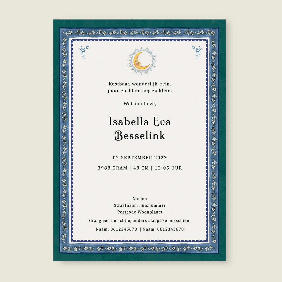 Geboortekaartje Swan Pearl Green - Story of July