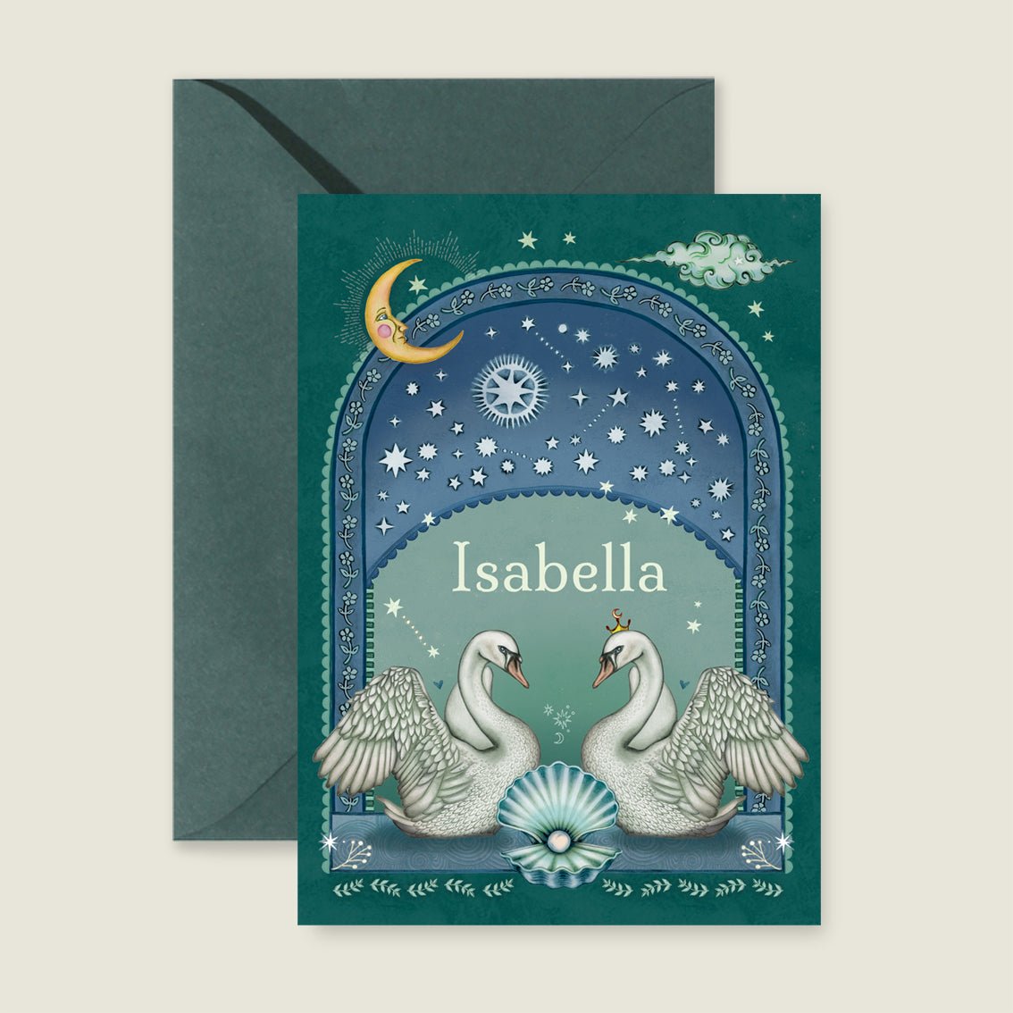 Geboortekaartje Swan Pearl Green - Story of July