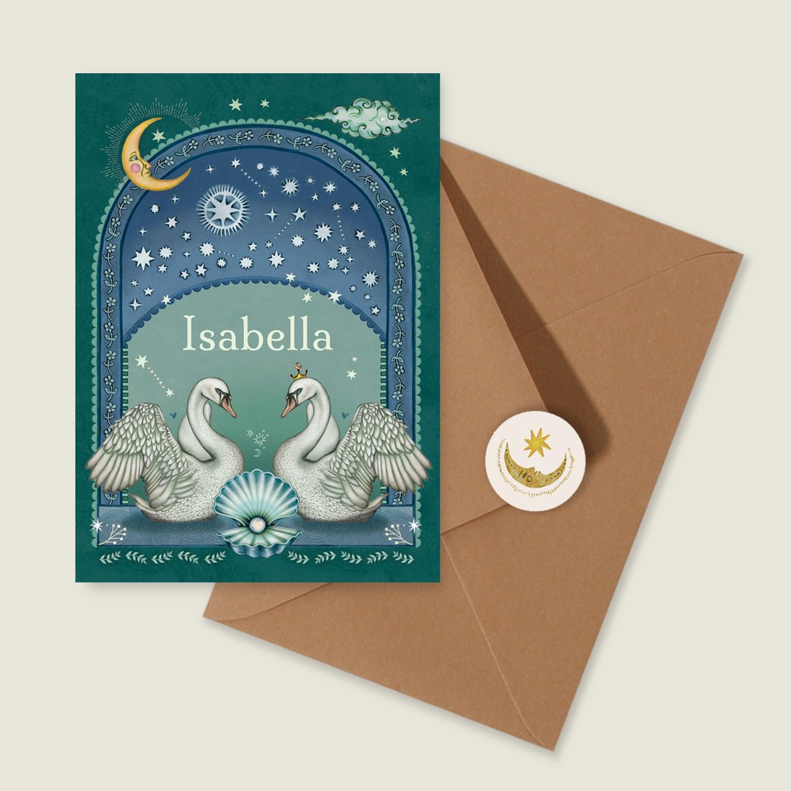 Geboortekaartje Swan Pearl Green - Story of July