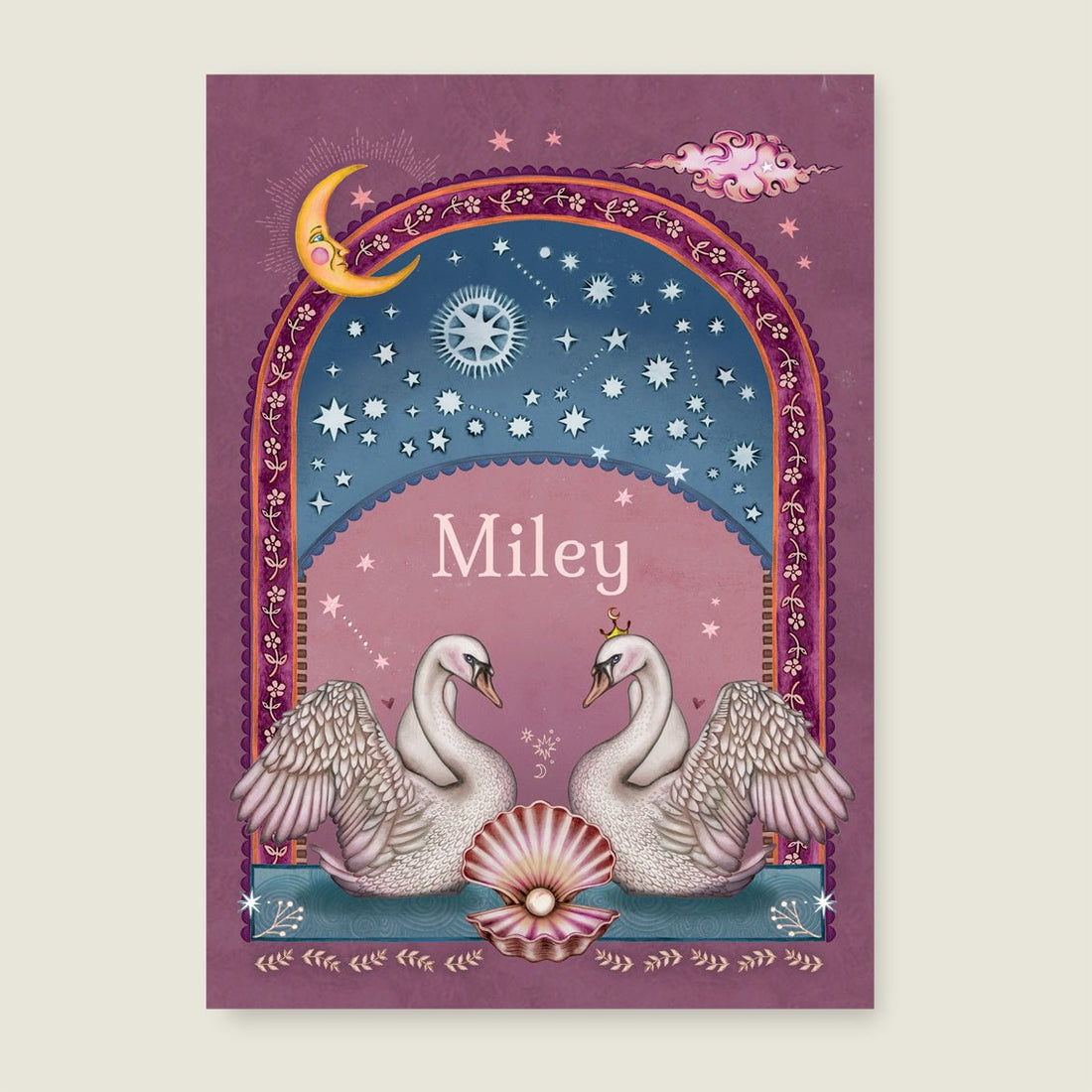 Geboortekaartje Swan Pearl Pink - Story of July