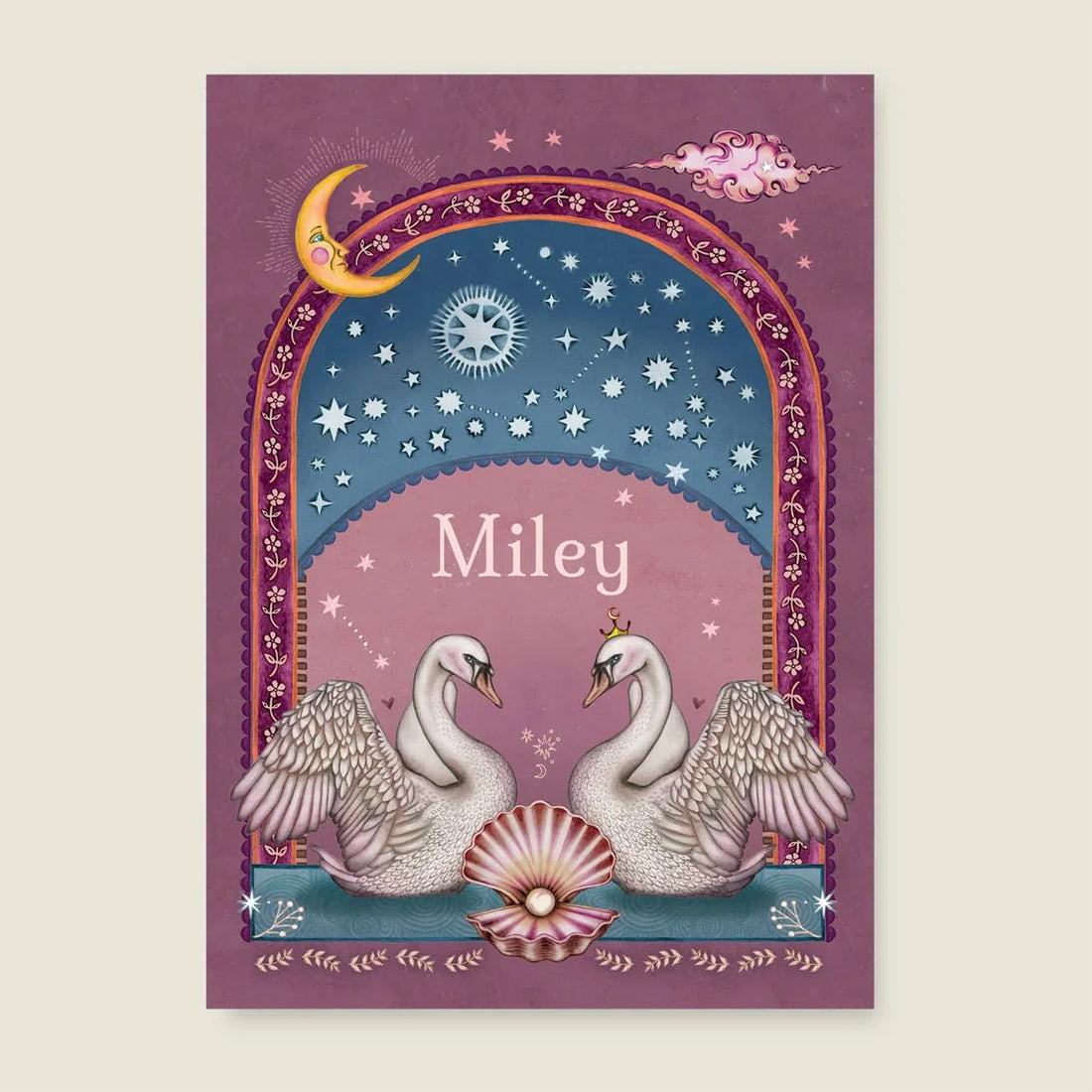 Geboortekaartje Swan Pearl Pink - Story of July