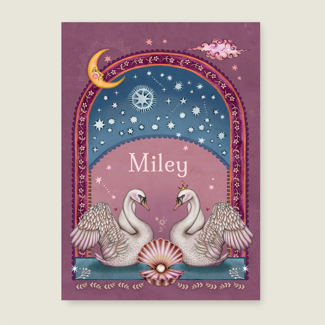 Geboortekaartje Swan Pearl Pink - Story of July