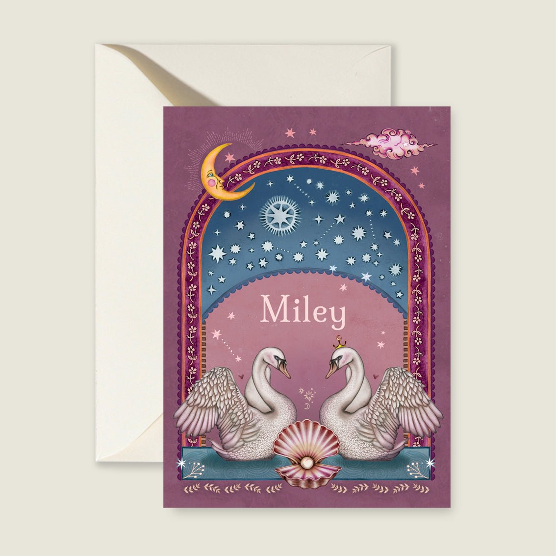 Geboortekaartje Swan Pearl Pink - Story of July