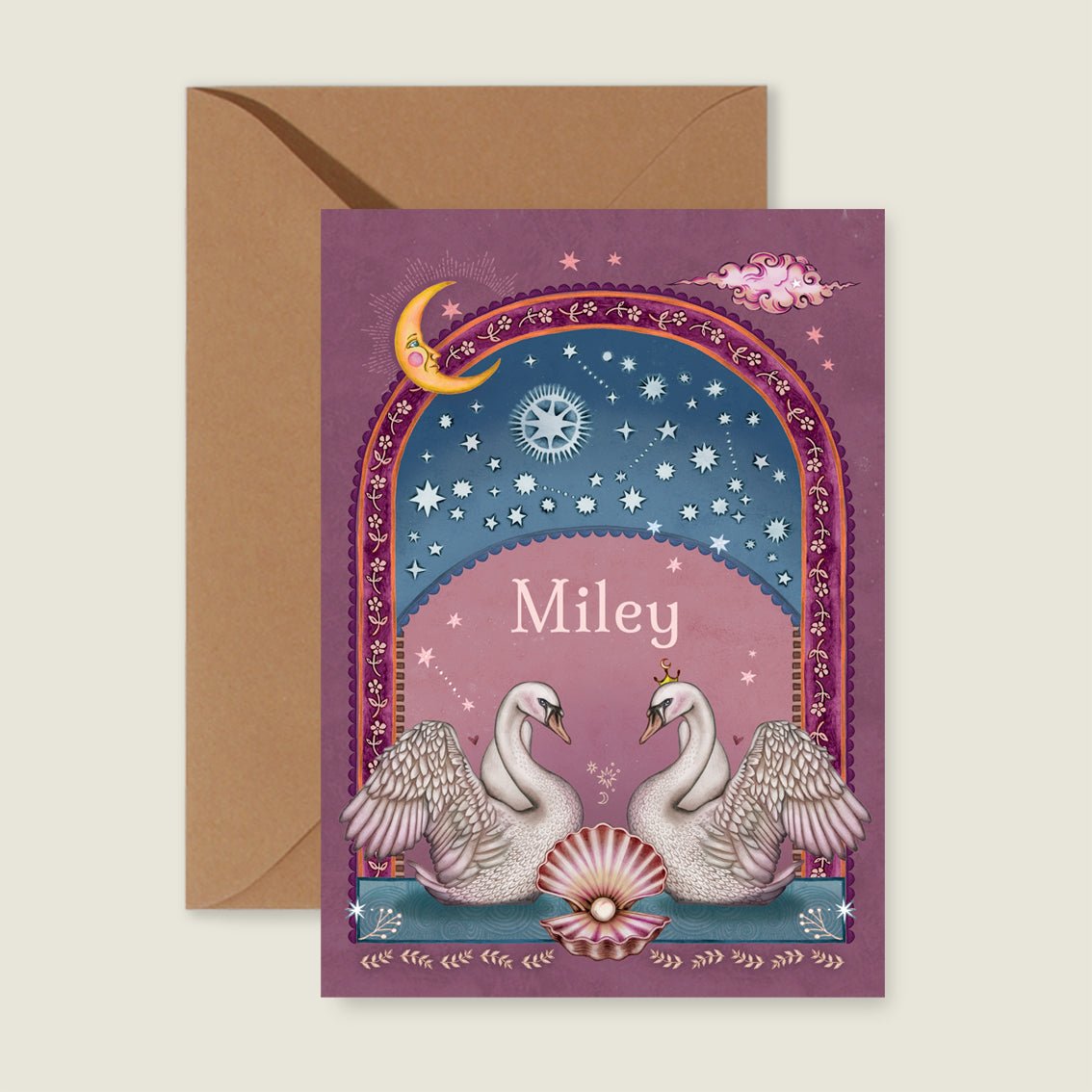 Geboortekaartje Swan Pearl Pink - Story of July