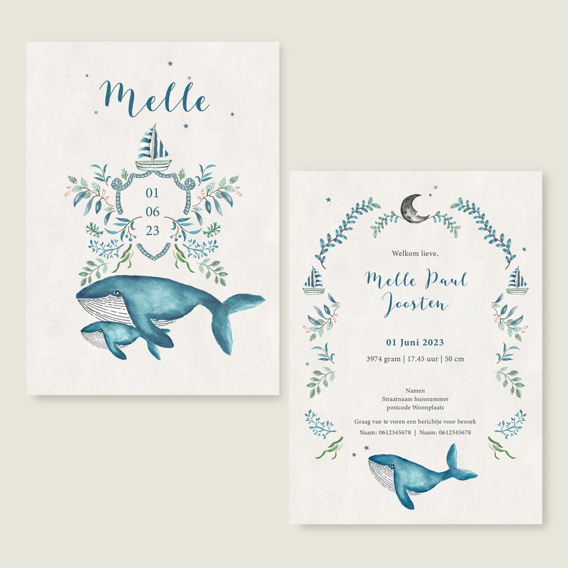 Geboortekaartje The Blue Whale - Story of July