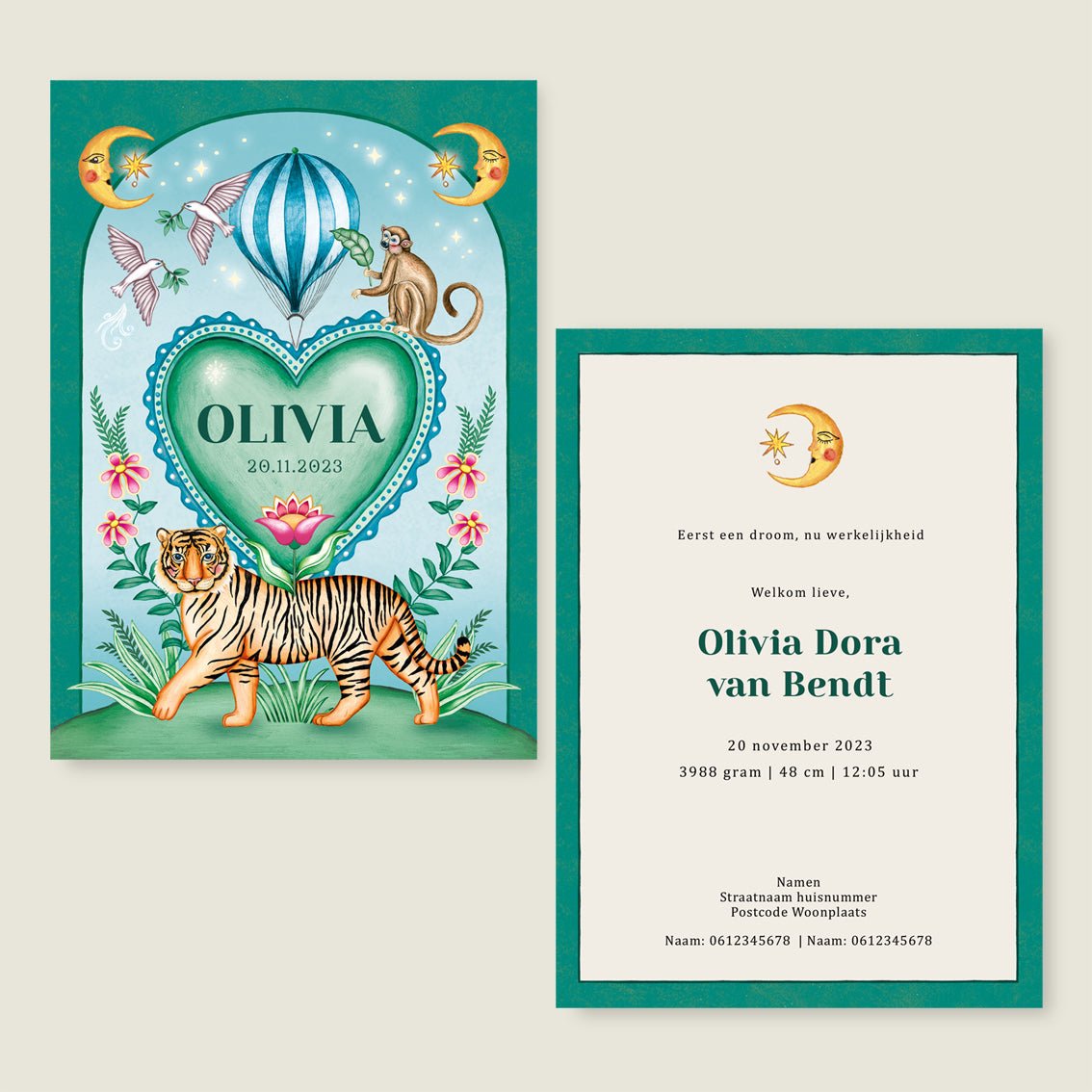 Geboortekaartje Tiger Heart - Story of July