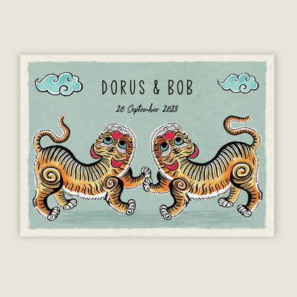 Geboortekaartje Tiger Twins - Story of July