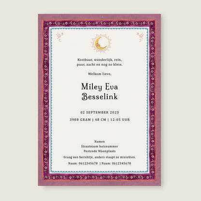 Geboortekaartje Uni Palms Pink - Story of July