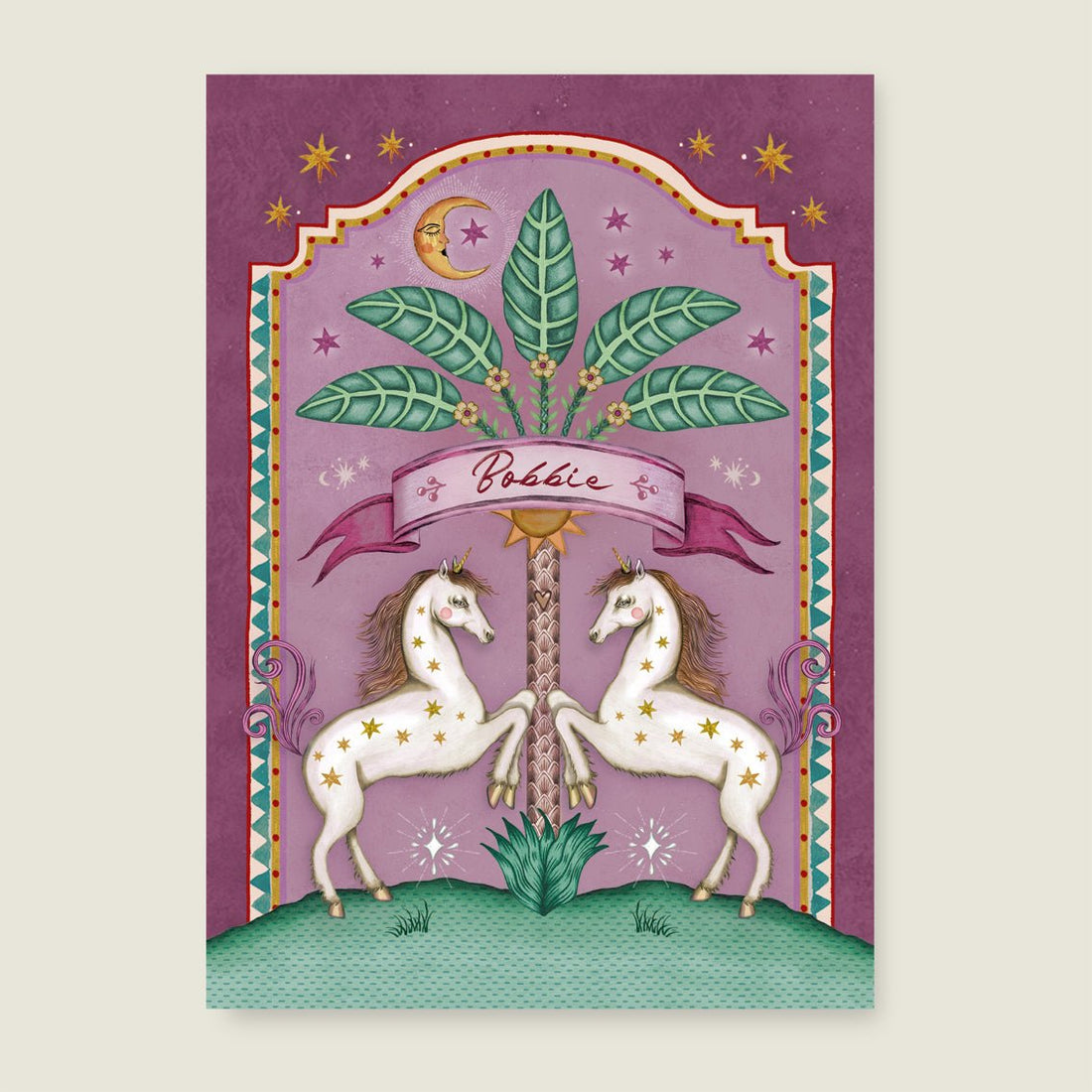 Geboortekaartje Uni Palms Pink - Story of July