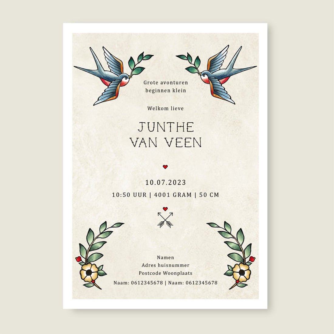 Geboortekaartje Wild Rose - Story of July