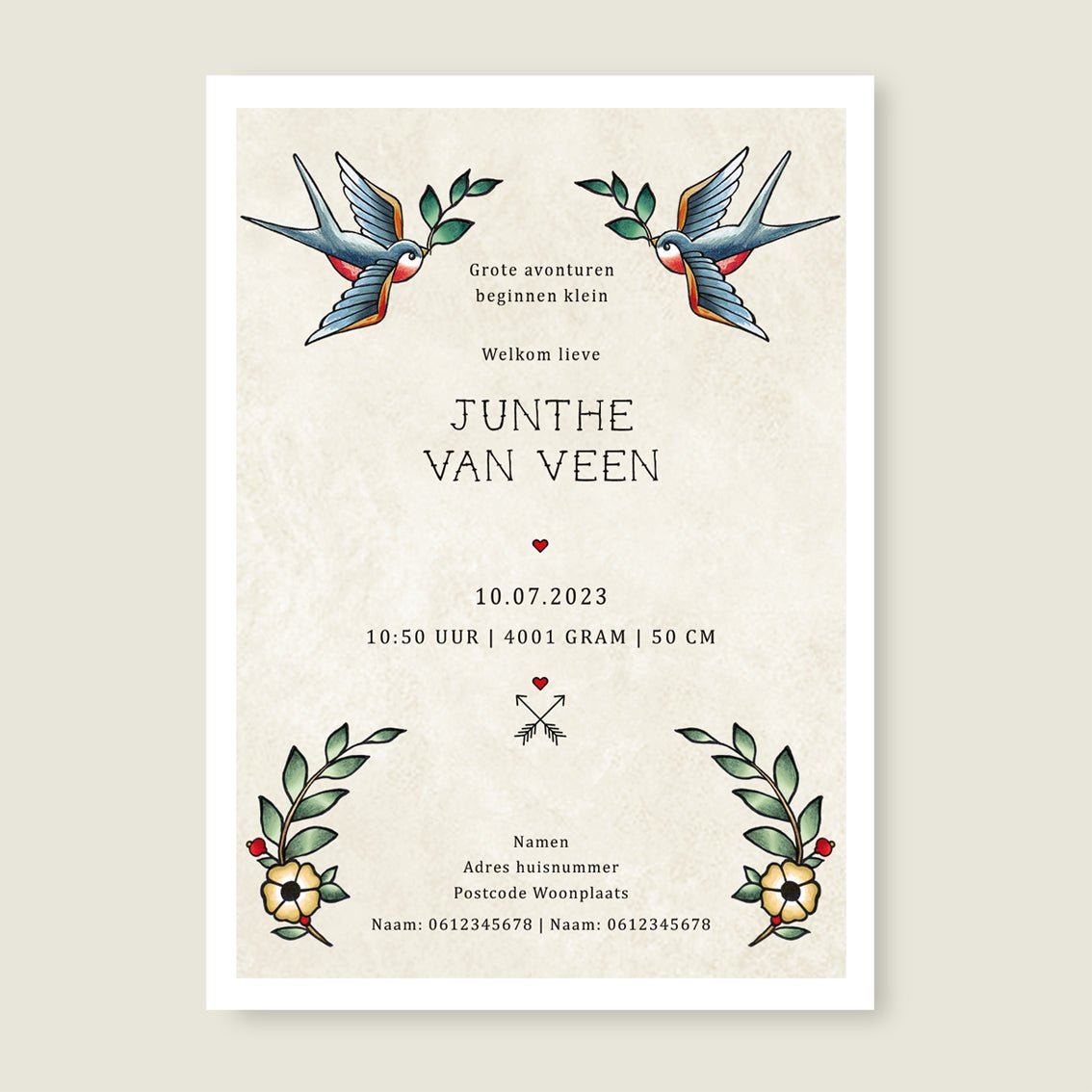 Geboortekaartje Wild Rose - Story of July