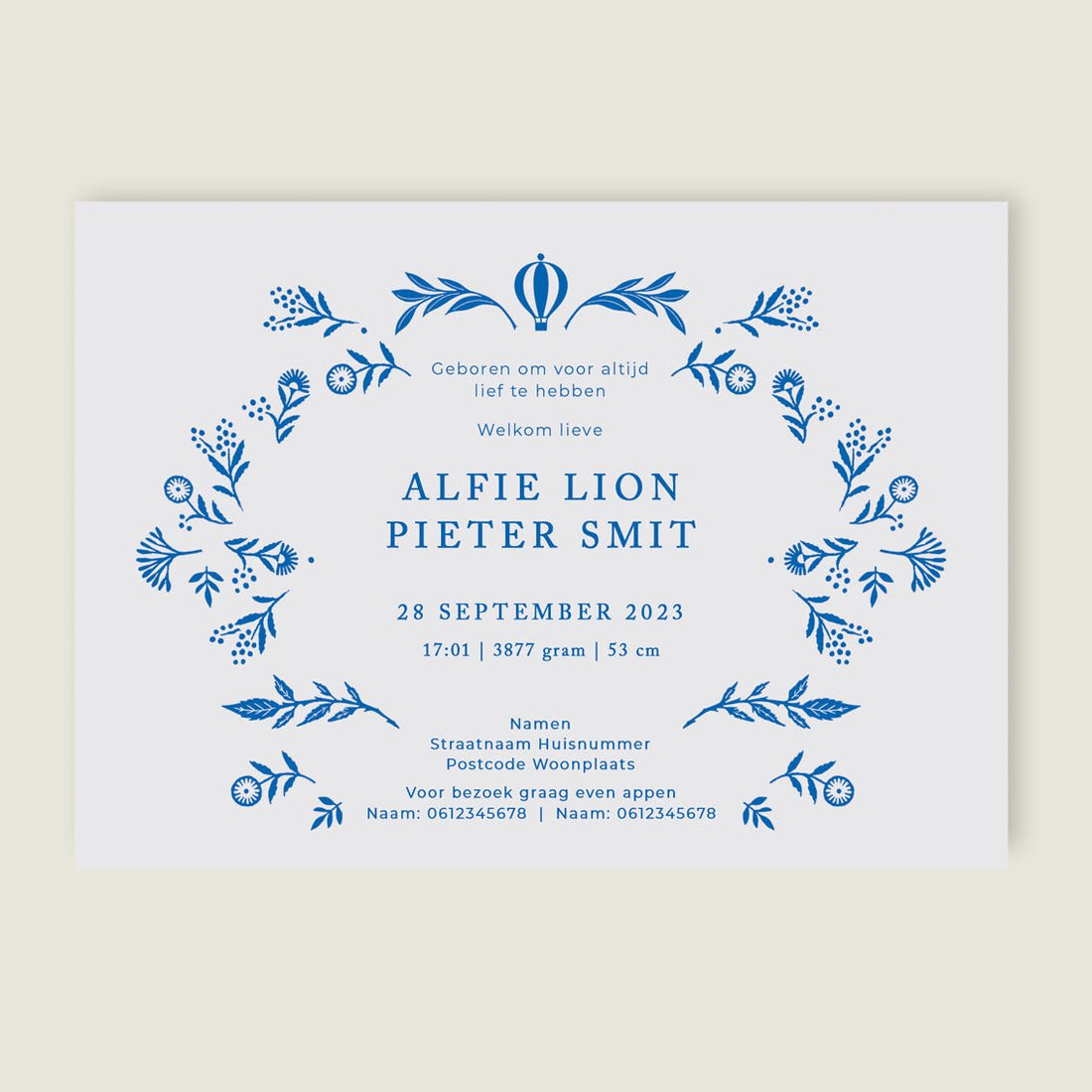 Geboortekaartje Wilderness Blue - Story of July