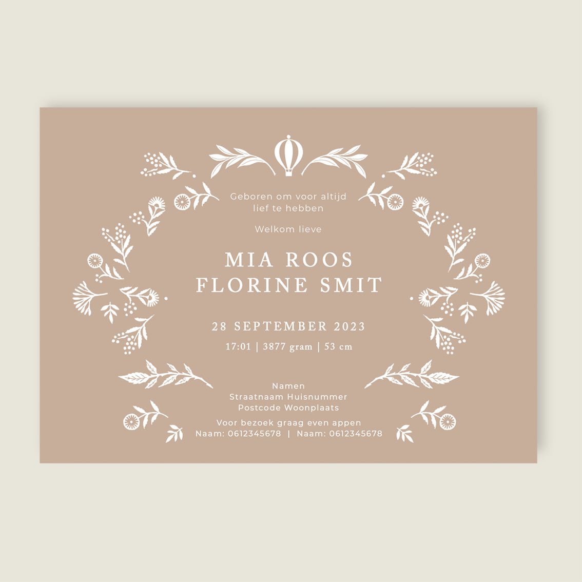 Geboortekaartje Wilderness White - Story of July