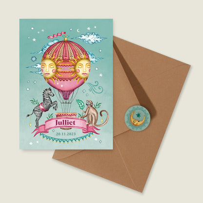 Geboortekaartje Zebra And The Monkey - Story of July