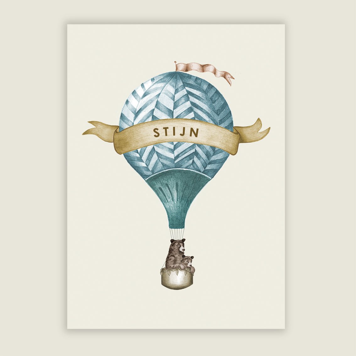 Print Bear Balloon Blue - Story of July