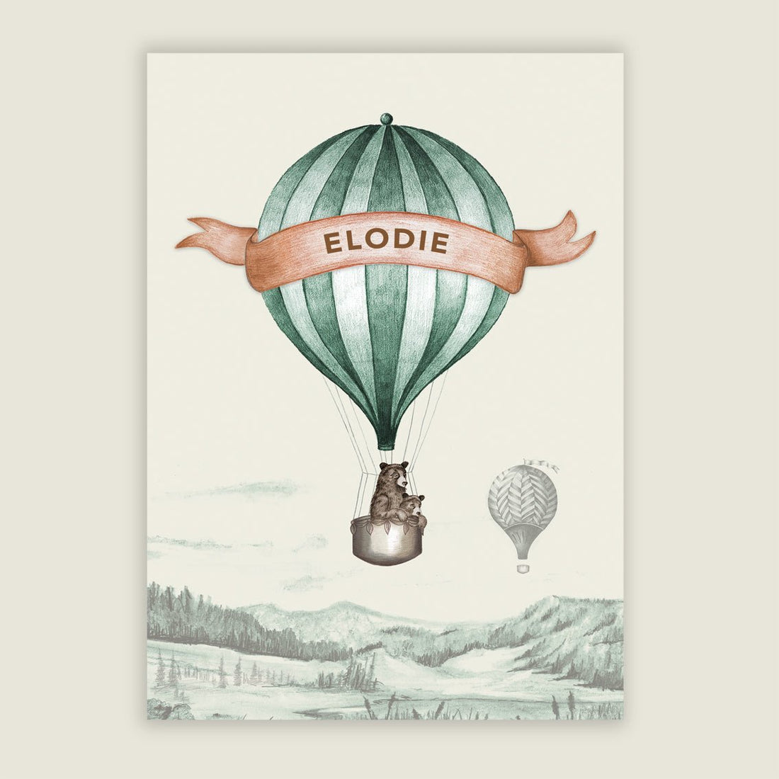 Print Bear Balloon Green - Story of July