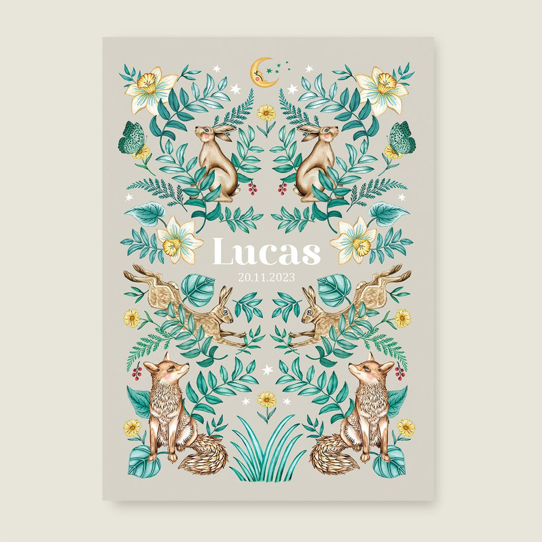 Print Bos Dieren Khaki - Story of July