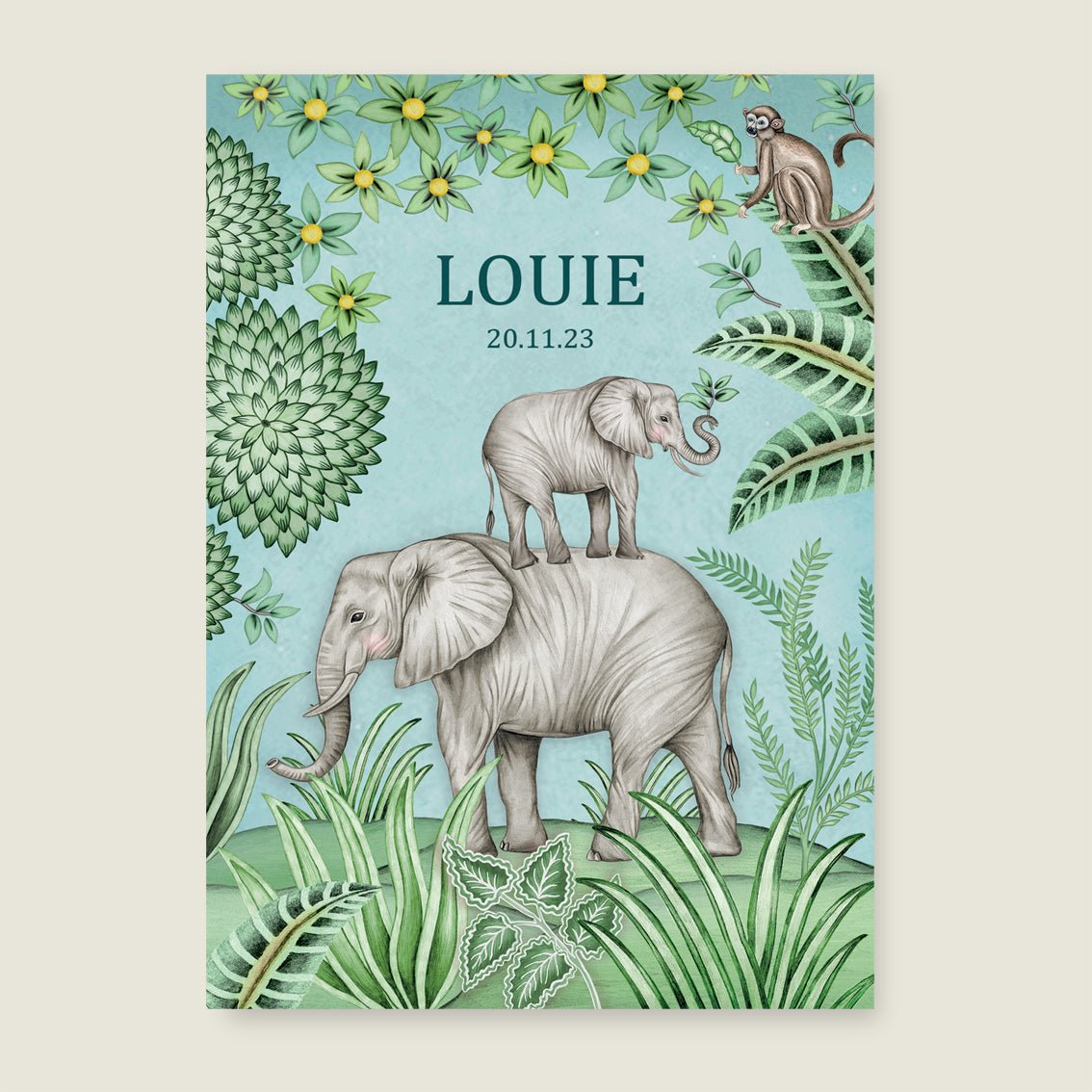 Print Cute Elephant Light Blue - Story of July