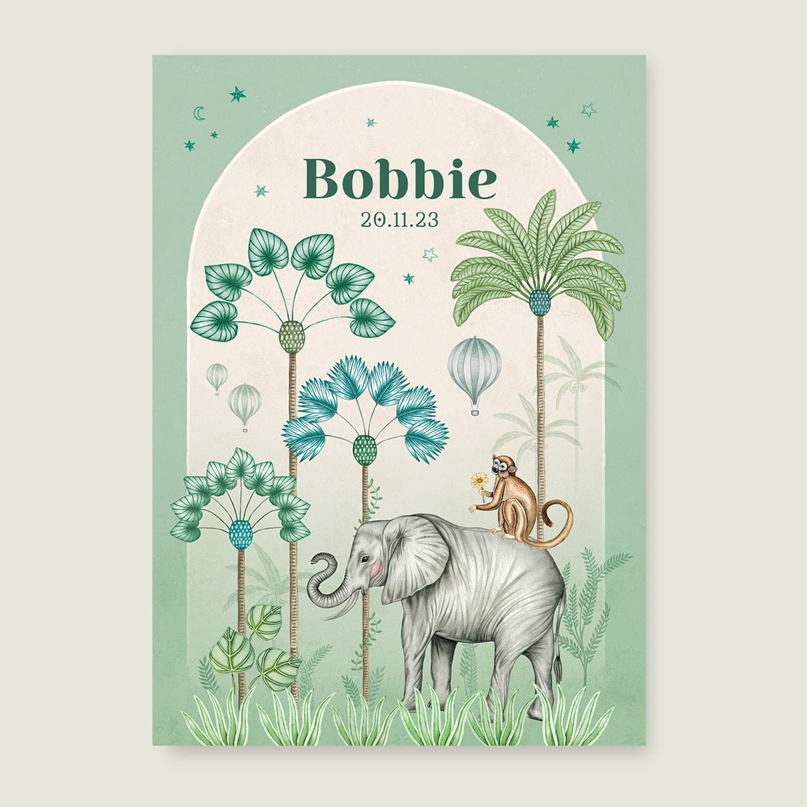 Print Elephant Palms Green - Story of July