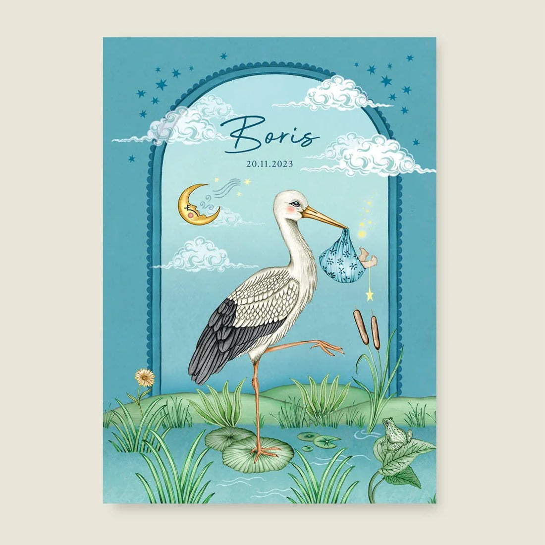 Print Stork And Baby Blue - Story of July