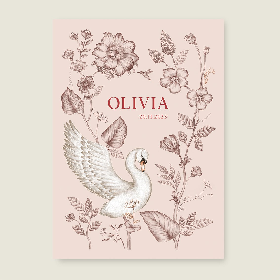 Print Swan Flowers Terra - Story of July