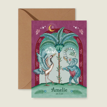 Sample Crane Bird And Elephant Red - Story of July