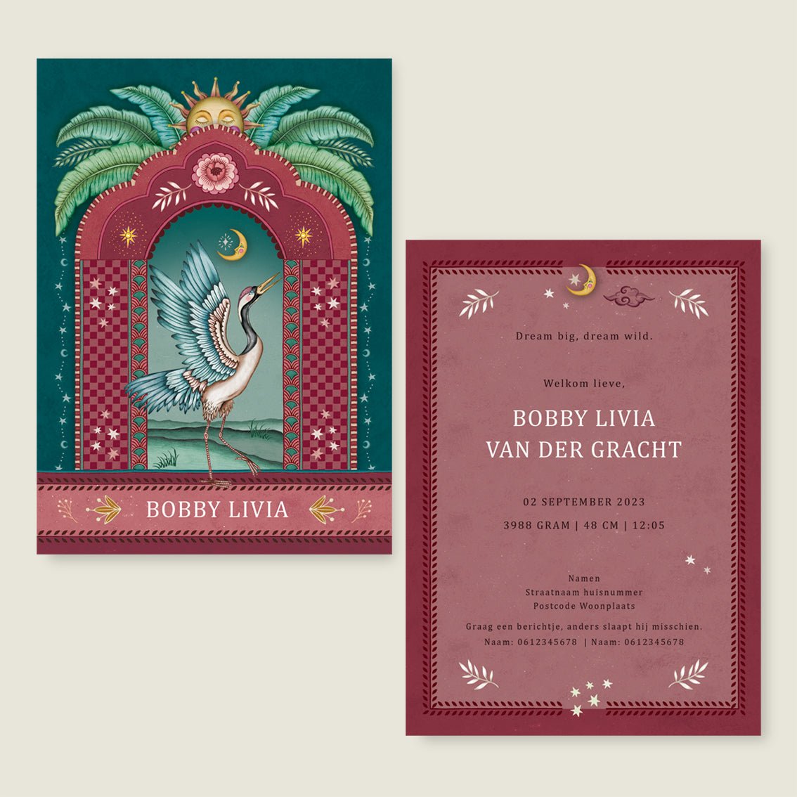 Sample Crane Bird Red - Story of July