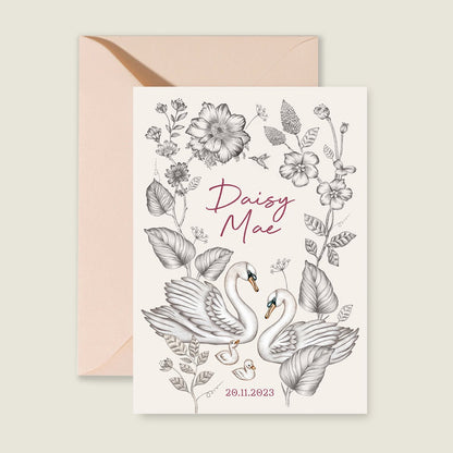 Sample Swan Flowers Family Offwhite - Story of July