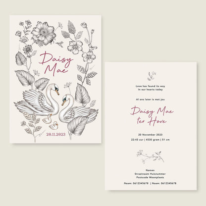 Sample Swan Flowers Family Offwhite - Story of July