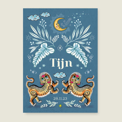 Sample Two Pretty Tigers Blauw - Story of July