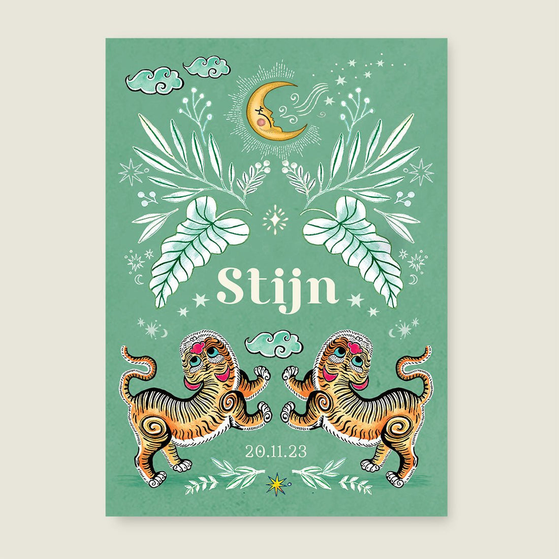 Sample Two Pretty Tigers Groen - Story of July