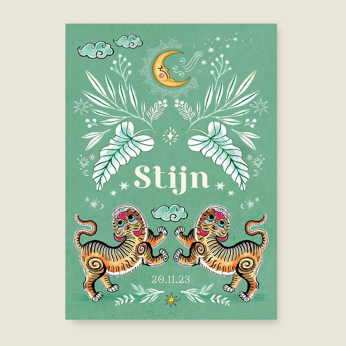 Sample Two Pretty Tigers Groen - Story of July