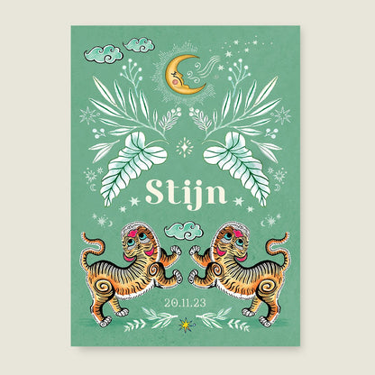 Sample Two Pretty Tigers Groen - Story of July